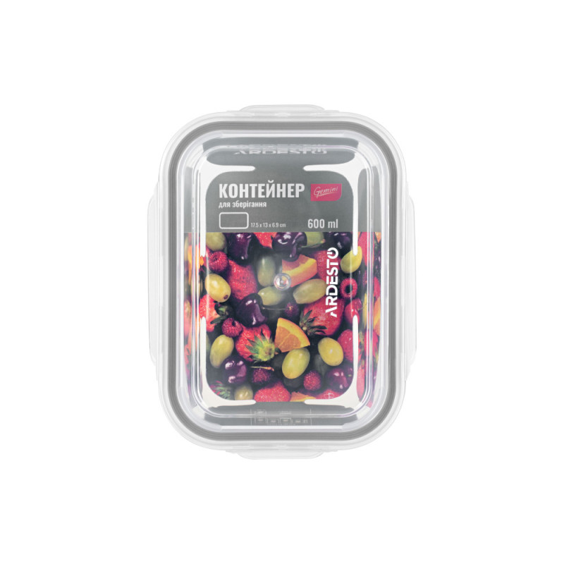 ARDESTO Container for storage Gemini 600 ml, rectangular, borosilicate glass (AR1260RC)