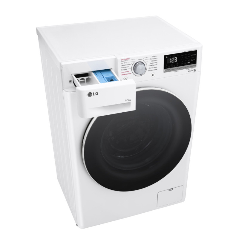 LG washer-dryer front load, 9(5)kg, 1200, A, 48сm, display, steam, invertor, white (F2V3FG0W)