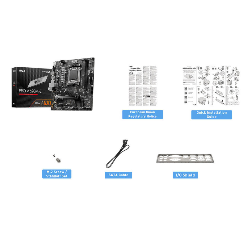 MSI Материнcька плата PRO A620M-E sAM5 A620 2xDDR5 M.2 HDMI D-Sub mATX (911-7E28-014)