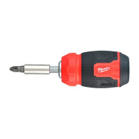 Milwaukee Screwdriver, 8 bits, two-component handle, PH1, PH2, PZ1, PZ2, T15, SL 0.6x4.5, SL 1.2x6.5 mm (4932492807)