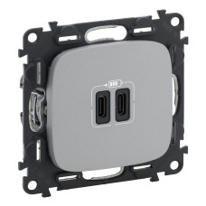 Legrand Socket Valena ALLURE USB-С + USB-C, 3A 5V, silver (755347)