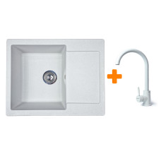 Adamant Набір кухонний Minimal, штучний камінь, прямокут., з крилом, 615х495х200мм, чаша - 1, врізна, Avena + змішувач (1824296912310)