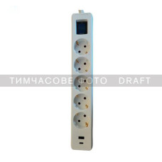 2E Подовжувач-фільтр мережевий 5xТип F, 3x1.5мм кв, 16A, 1xUSB-A, 1xUSB-C, з захистом від перенапруги, 3м, білий (2E-SP515M3USBWH)