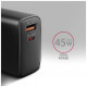Зарядное устройство AXAGON 1xUSB QC4.0 + 1xUSB-C PD45W PPS black (ACU-PQ45)