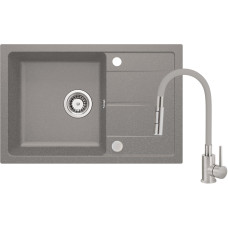 Deante Leda kitchen set, granite sink ZRD_S113 + mixer BOC_S740, metallic gray (ZRDGS113)