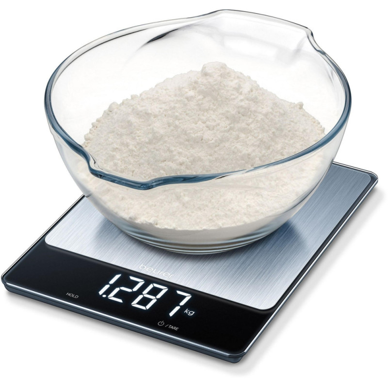 Beurer scales for kitchen 15kg, АААx4 included, glass, Stainless Steel (KS_34_STAINLESS_STEEL)