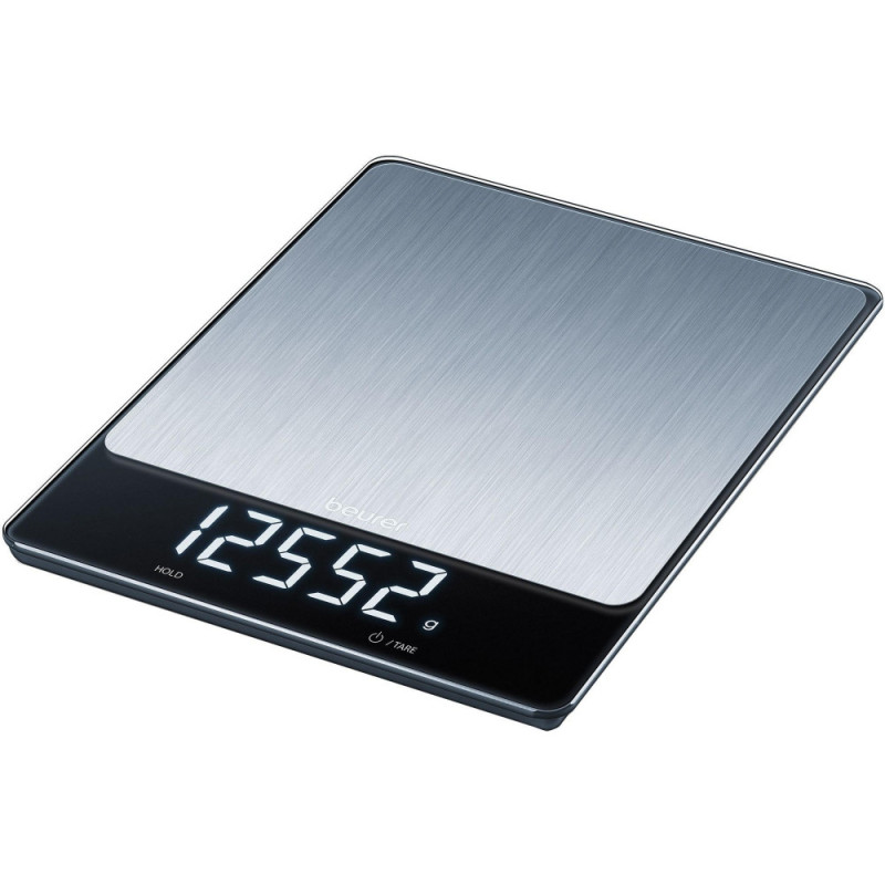 Beurer scales for kitchen 15kg, АААx4 included, glass, Stainless Steel (KS_34_STAINLESS_STEEL)