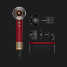 Dyson HD16 Supersonic Nural Red Velvet/Gold Hair Dryer, 1600W, 3 modes, ionization, cool shot, storage case, red and gold (594823-01)