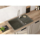 Deante Kitchen Sink granite, rectang., with drainboard, 780х500х230mm, bowl - 1, over-mounted, anthracite + kitchen board (ZKM_T113)