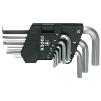 Topex Ключи шестигранные, набор 9шт, короткие, CrV, 1.5-10мм (35D955)