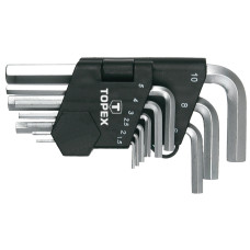 Topex Hex keys, set of 9 pcs, short, CrV, 1.5-10mm (35D955)