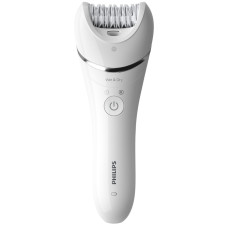 Philips Epilator 8000 series, rechargeable, tweezers.-32, dry+wet, nozzles-4, with backlight, white (BRE710/00)