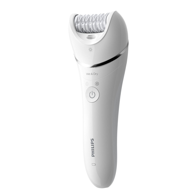 Philips Epilator 8000 series, rechargeable, tweezers.-32, dry+wet, nozzles-4, with backlight, white (BRE710/00)