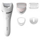 Philips Epilator 8000 series, rechargeable, tweezers.-32, dry+wet, nozzles-4, with backlight, white (BRE710/00)
