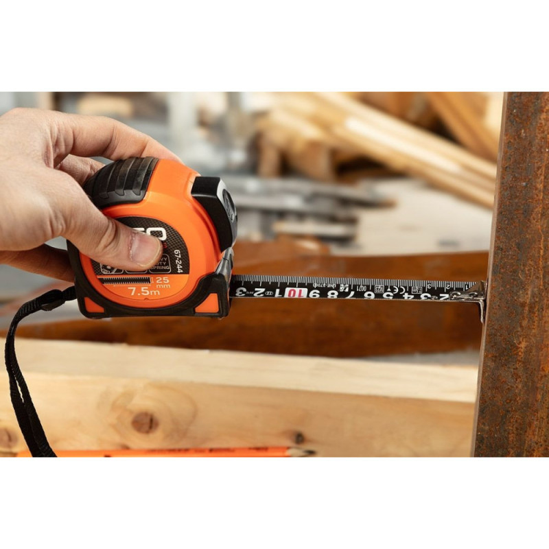 Neo Tools tape measure Super Black, 7.5m x 25mm, with winding lock, magnet (67-244)