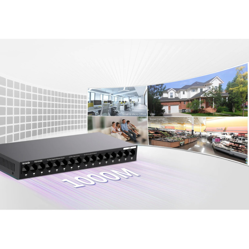 Tenda Комутатор TEG1016M 16xGE, Некерований