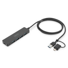 Digitus Хаб DIGITUS USB-A/C > 4хUSB-А, 1,2 м, активний (опція) (DA-70236)