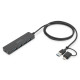 Digitus Хаб DIGITUS USB-A/C > 4хUSB-А, 1,2 м, активний (опція) (DA-70236)