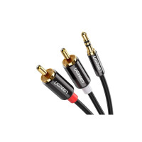 Кабель мультимедийный 3.5mm M to 2xRCA M 2.0m AV116 black Ugreen (10584)