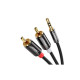 Кабель мультимедийный 3.5mm M to 2xRCA M 2.0m AV116 black Ugreen (10584)