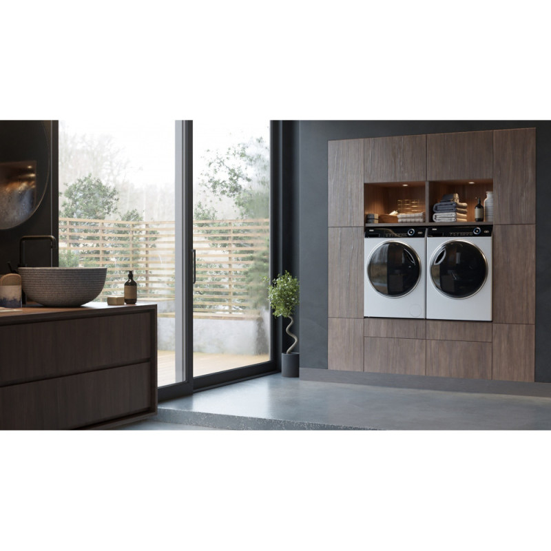 Haier Стиральная машина фронтальная, 10кг, 1400, A+++, 60см, дисплей, пар, инвертор, люк черный, прямой привод, белый