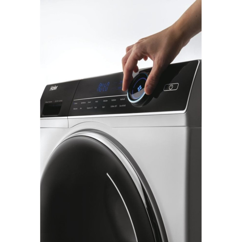 Haier Стиральная машина фронтальная, 10кг, 1400, A+++, 60см, дисплей, пар, инвертор, люк черный, прямой привод, белый
