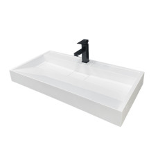 Adamant Sink, washbasin VISION, artificial stone, rectang., with mixer hole, without overflow, 900х455х110mm, imposed, white (4824296204301)