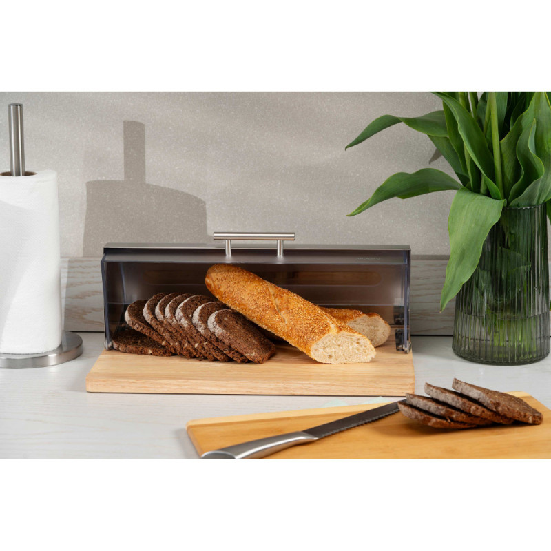 ARDESTO Bread bin Gemini 39х27х15cm, wood, plastic, stainless steel (AR0914GB)