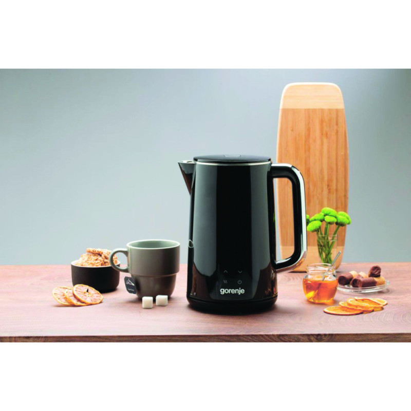 Gorenje Electric kettle, 1,7L, Strix, double-walled, black (K17DWD)