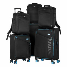2E Набір валіз 2E, Trek, (L+M+S), TSA, 4 колеса, + 3 рюкзаки Cabin (2E-BPET-CABIN-BK), поліестр, чорний (2E-SPE-TREK-SET6-BK)