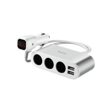Зарядное устройство HOCO 2xUSB 10.5W + 3x car socket silver (6957531050896)