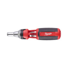 Milwaukee ratchet screwdriver, 7 bits, two-component handle, (PH1, PH2, PZ1, PZ2, Torx15, Torx20, SL5.5), 152 mm, CrV steel (4932471598)