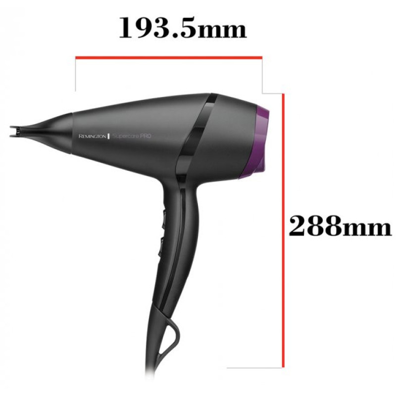 Remington Фен Supercare PRO 2100 AC motor, 2100Вт, режимов-3, иониз-я, хол. обдув, черный (AC7100)