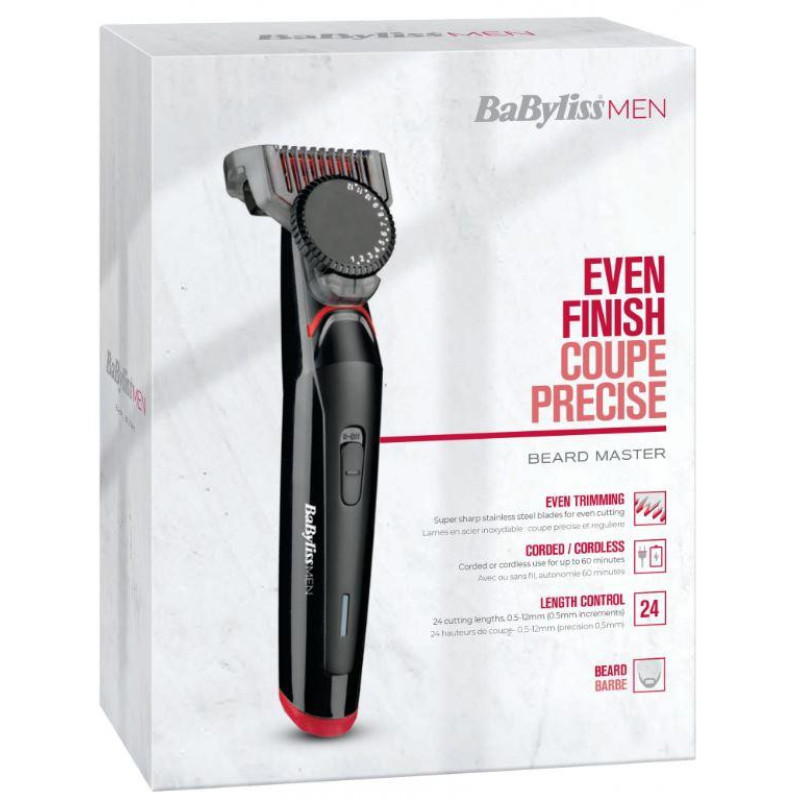 BaByliss Beard trimmer, black/red, NiMh, 24 cutting heights (0,5-12) (T861E)
