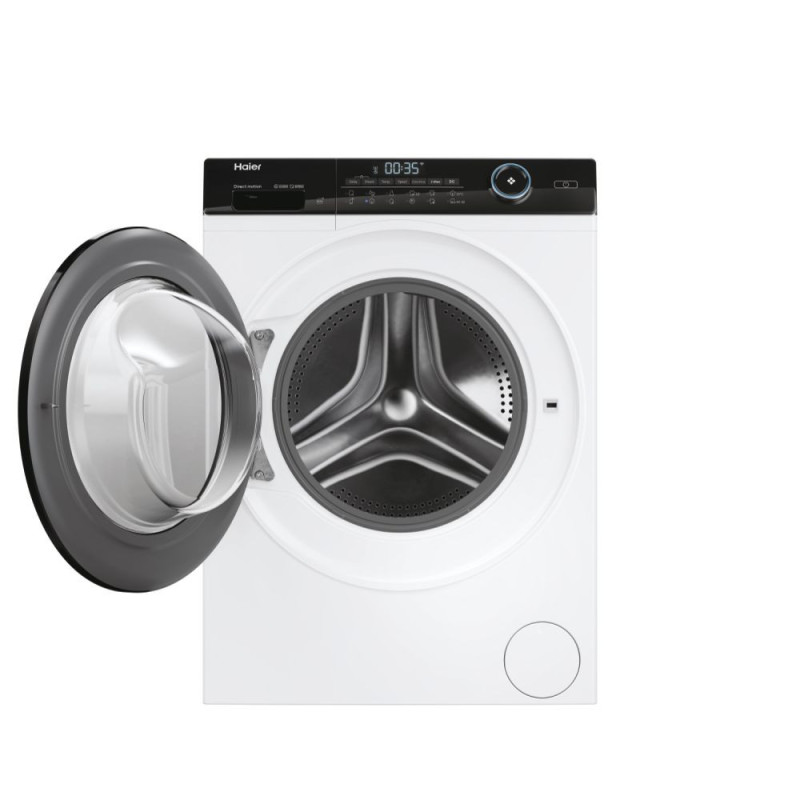 Haier Стиральная машина фронтальная, 8кг, 1400, A+++, 44см, дисплей, пар, инвертор, люк черный, прямой привод, белый (HW80-B14959TU1)