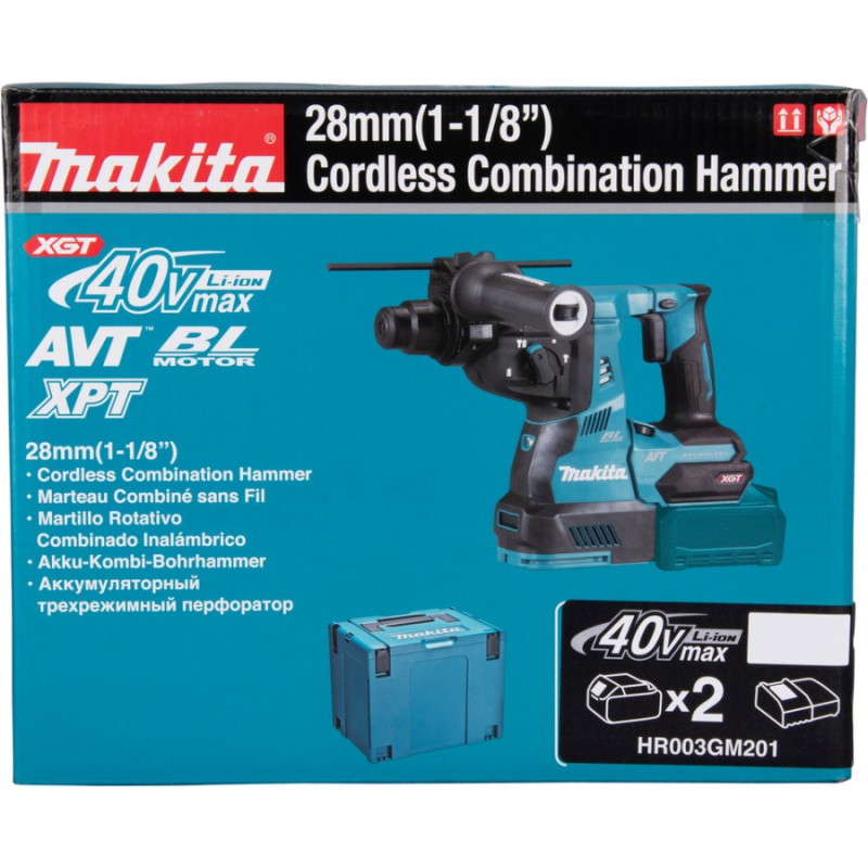 Makita Rotary Hammer HR003GM201 XGT cordless, 36 V, SDS+, 2.8J, 0-980 rpm, 4.6 kg