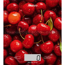 ARDESTO scales for kitchen CHERRY, 5кг, AAAx2 included, glass, colorful (SCK-893CHERRY)