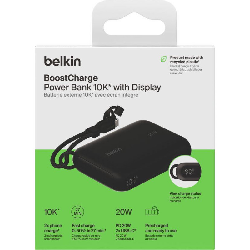 Belkin Power Bank 10K W/ DISPLAY, BLK (BPB027HQBK)