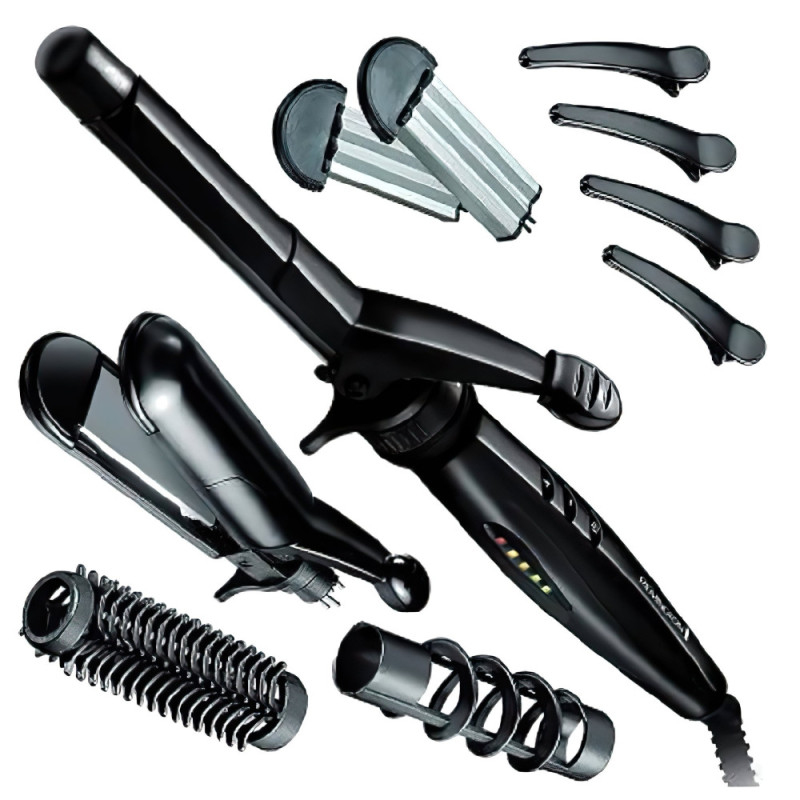 Remington multistyler Multistyle, 25V, temp. modes-5, 110-190С, 5 attachments, case, accessories, ceramics, teflon, black (S8670)