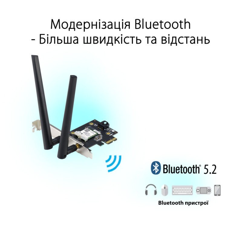 ASUS WiFi-adapter PCE-AXE5400 Bluetooth 5.2 PCI Express WPA3 OFDMA MU-MIMO (90IG07I0-ME0B10)