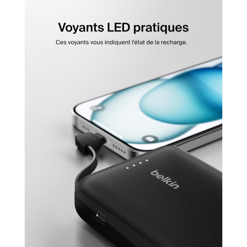 Belkin Power Bank 10000mAh, Integrated Cable USB-C, black (BPB021HQBK)