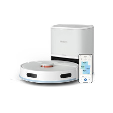 Philips Робот-пилосос Philips Series 2000, h=9.7см, вологе прибирання, конт пил -0.38л, вода -0.3л, автон. робота до 120хв, EPA 11, Wi-Fi, станція самоочищ., білий (XU2100/25)