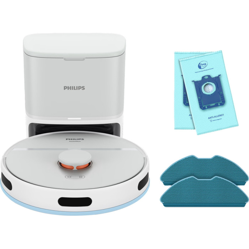 Philips Робот-пылесос Philips Series 2000, h=9.7см, влажная уборка, конт пыль -0.38л, вода -0.3л, автон. раб. до 120мин, EPA 11, Wi-Fi, станция самоочищ., белый (XU2100/25)