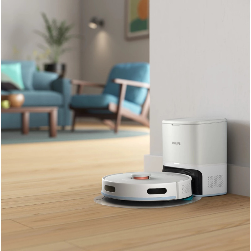 Philips Робот-пылесос Philips Series 2000, h=9.7см, влажная уборка, конт пыль -0.38л, вода -0.3л, автон. раб. до 120мин, EPA 11, Wi-Fi, станция самоочищ., белый (XU2100/25)