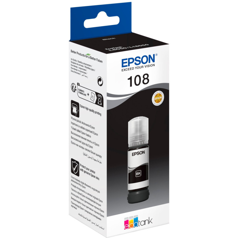 Epson 108 EcoTank black ink bottle (C13T09C14A)