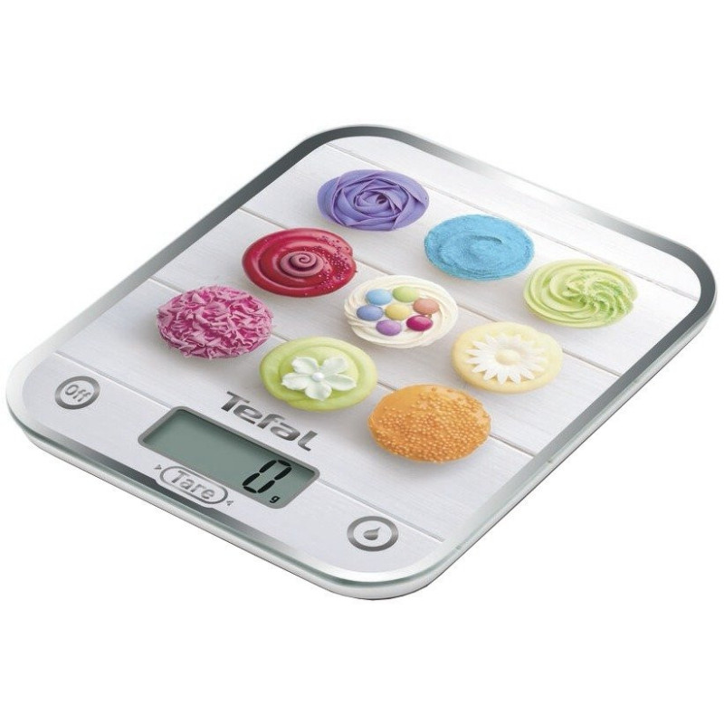 Tefal Ваги кухонні Optiss Decor, 5кг, AAAx2 в комплекті, скло, різнокольоровий (BC5122V1)