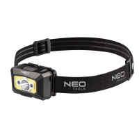 Neo Tools Headlight rechargeable, 1200mAh, 250lm, 3W, 5 lighting functions, red light, motion sensor, charge indicator (99-073)