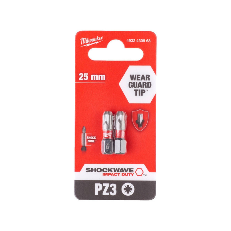 Milwaukee Shockwave Bits, Set of 2, PZ3x25mm (4932430868)