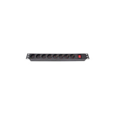 Силовой блок Eserver 19" 8 розеток, выкл., алюм. корпус PDU 220В, 16А (WT-2261A-GER-8WAY)