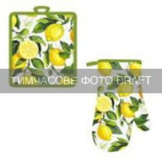 ARDESTO Набір прихваток для кухні ARDESTO Sicilian lemons 18х20см, 18х30см, 100% поліестер (верх), 100% бавовна (низ), зелений (ART14LM)